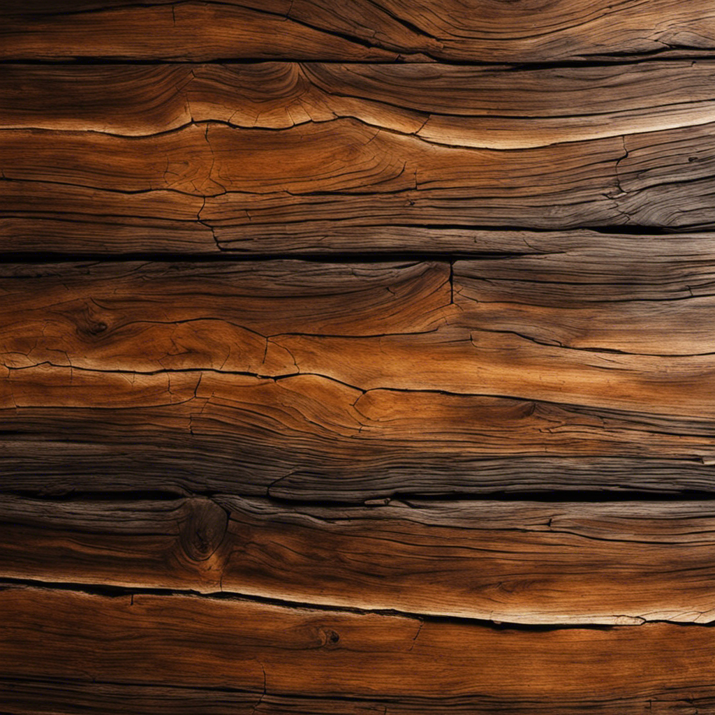 An image showcasing a wooden surface with a crackled paint finish, revealing the underlying layers and texture