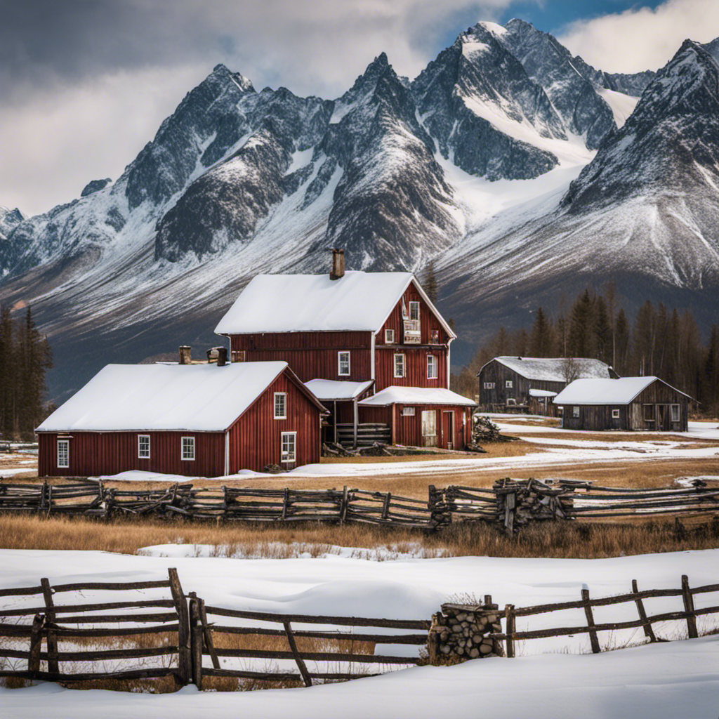 An image capturing the ethereal beauty of Alaskan historical farmhouse sites