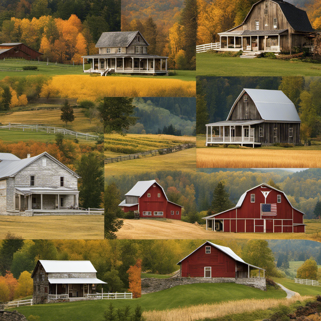 An image capturing the essence of historical farmhouses nestled amidst the majestic Mountain States
