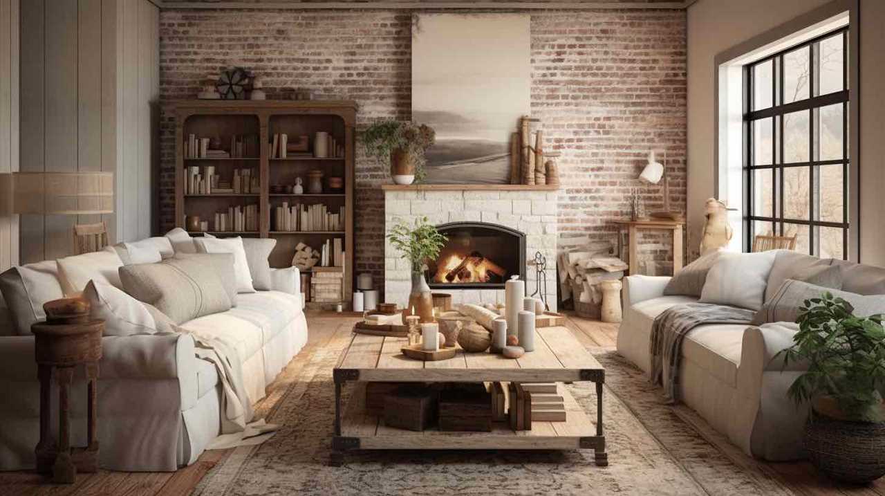 farmhouse living room ideas with brown couch