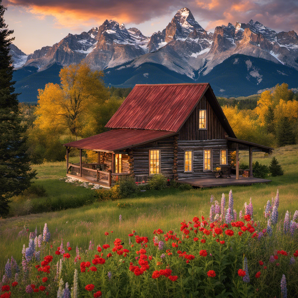 An image capturing the rustic charm of a historical farmhouse nestled amidst the majestic Rockies