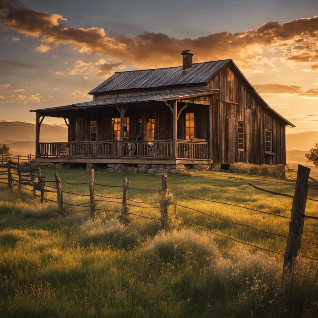 An image showcasing the rustic charm of a historic farmhouse in the American West