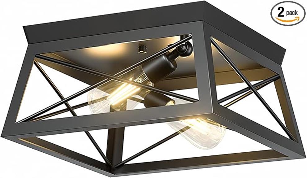 black industrial ceiling light