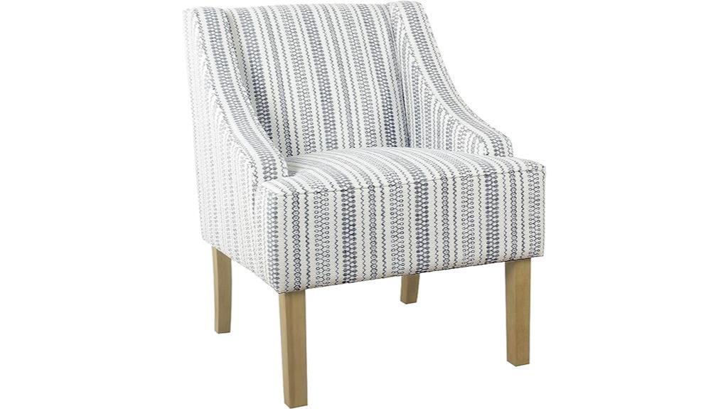 blue and white armchair