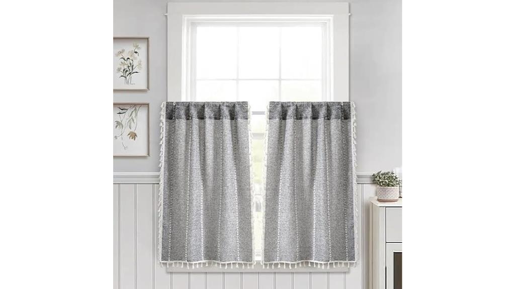 dark gray boho kitchen curtains