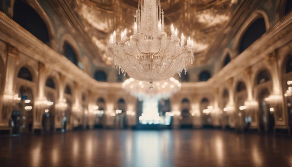 dazzling chandeliers illuminate room