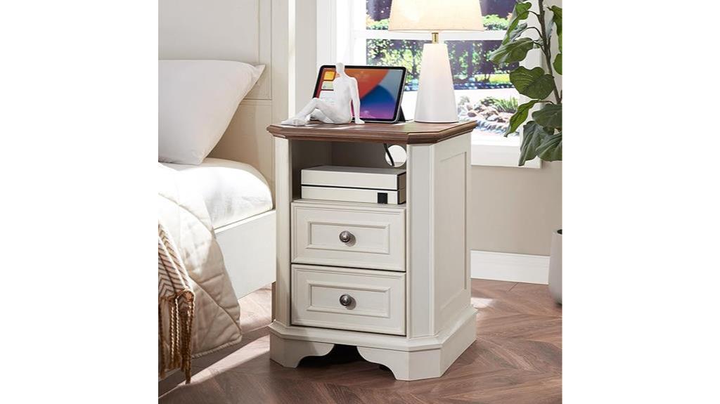 farmhouse nightstand with charger