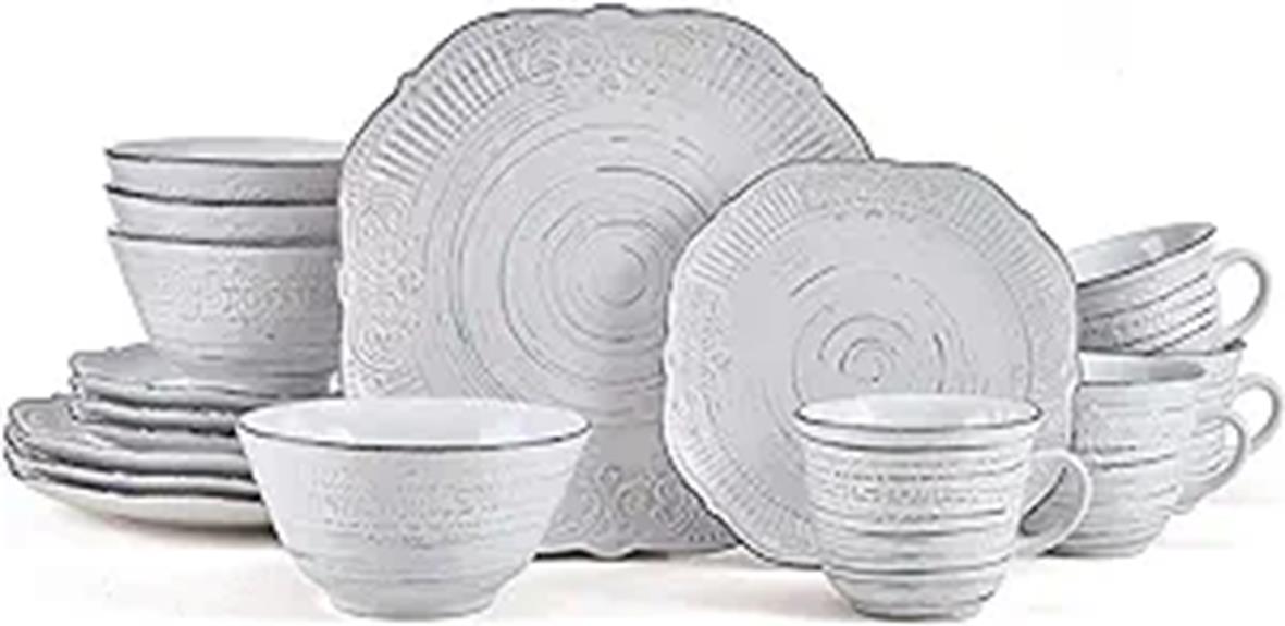 isabella gray dinnerware set