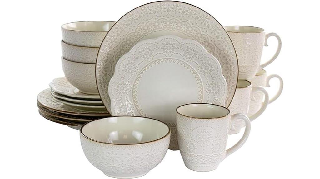 ivory scalloped dinnerware set