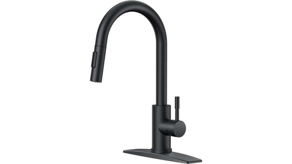 modern black pull down faucet