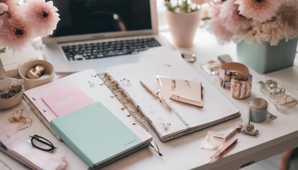 stylish workspace aesthetic stationery