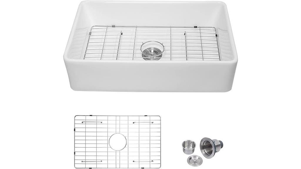 white farmhouse kitchen sink