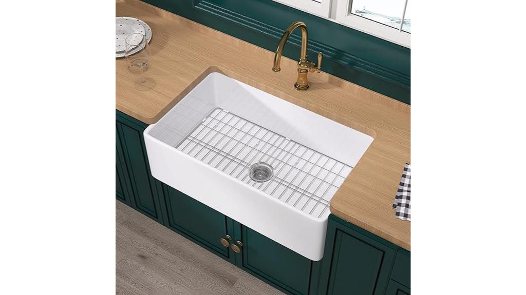 white fireclay apron sink