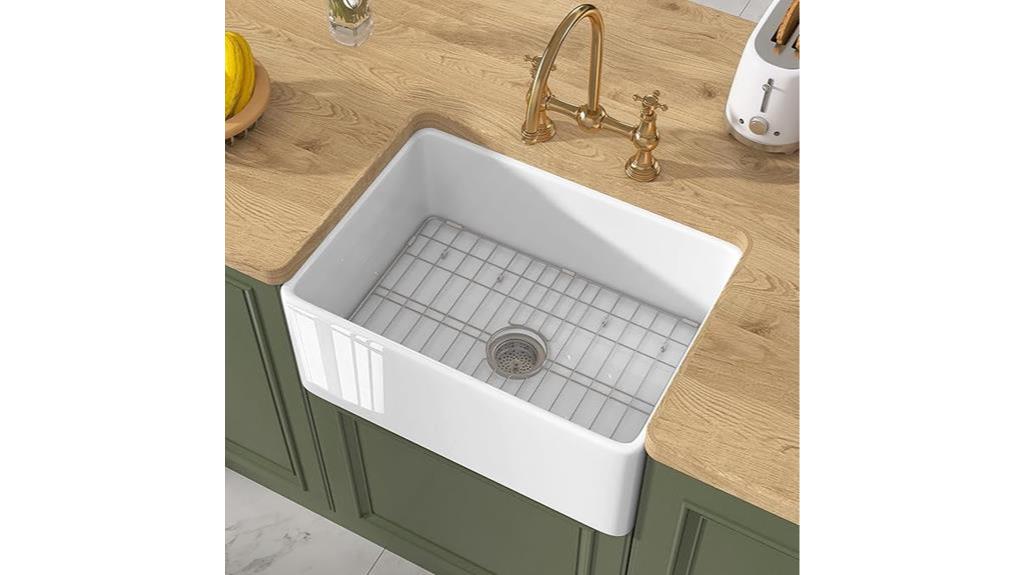 white fireclay kitchen sink