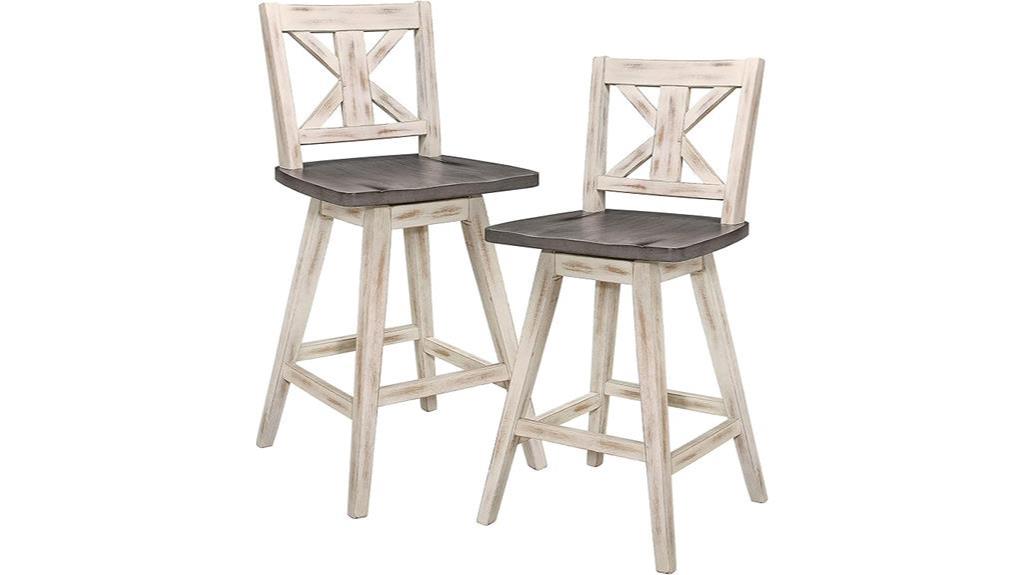 white swivel barstool set