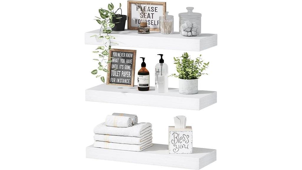 white wall floating shelves