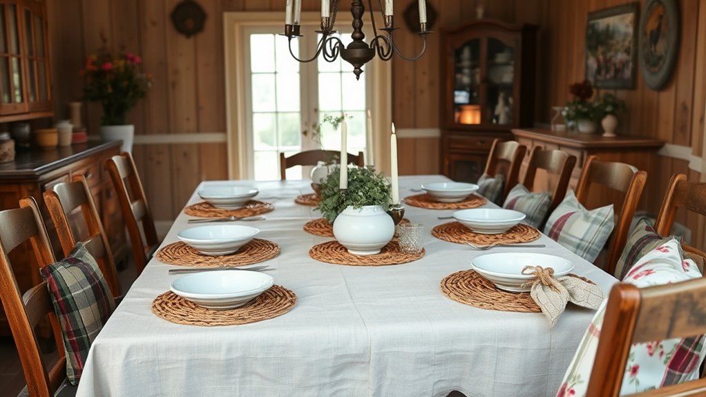 cozy farmhouse textile layers