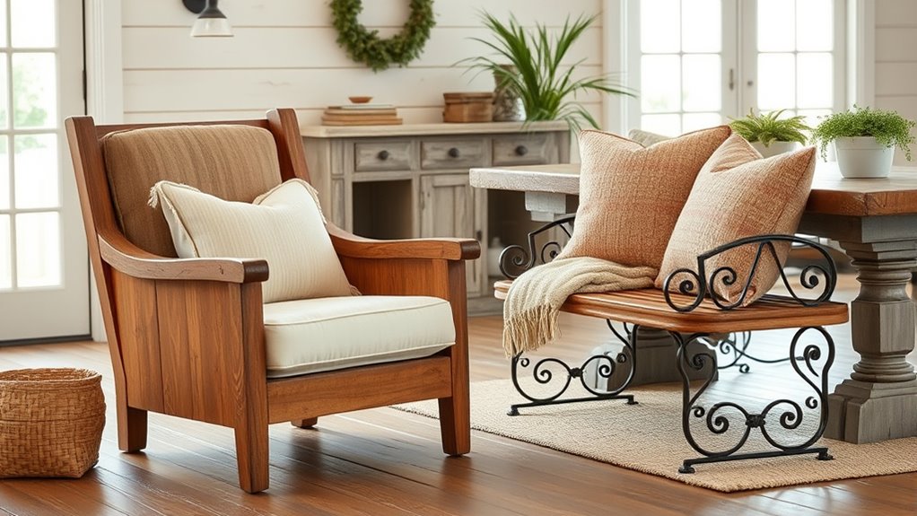 farmhouse cozy accent seating