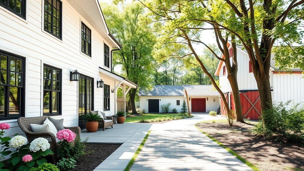 farmhouse gardens with rustic charm