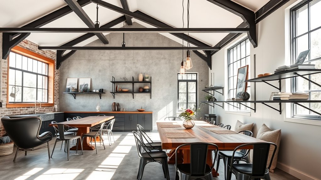 industrial decor in farmhouse