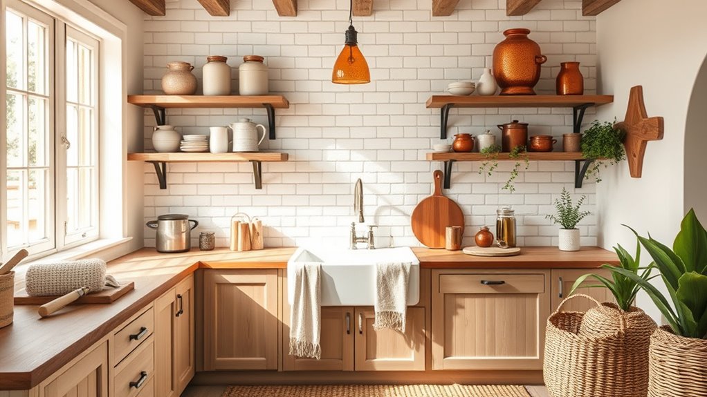 layered textiles and rustic accents