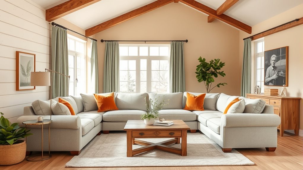 neutral tones with vintage accents