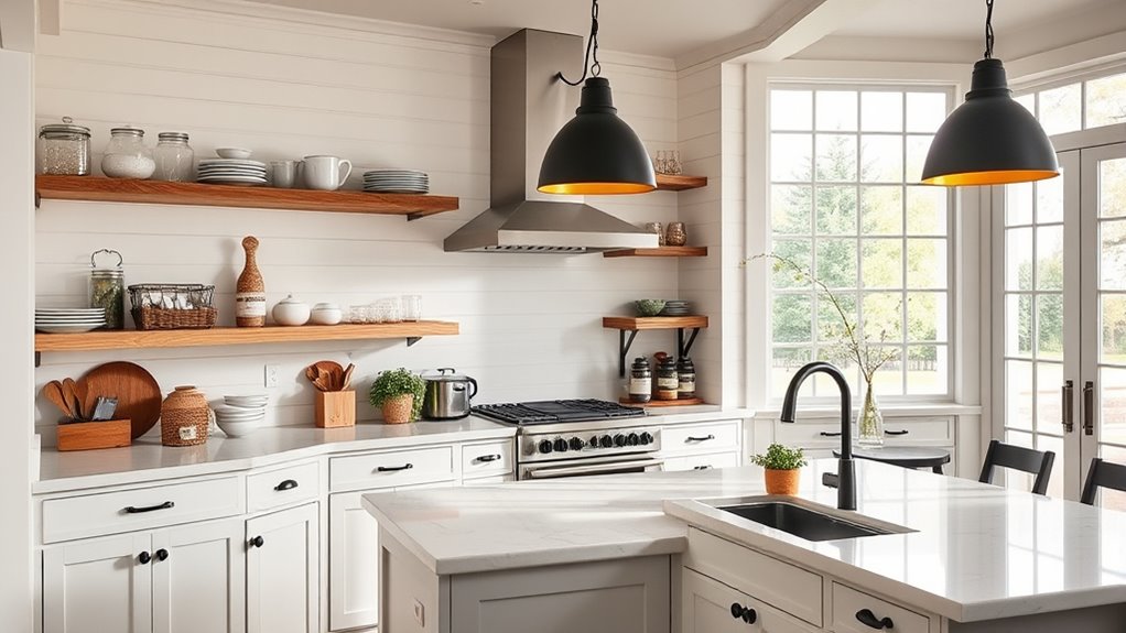 open shelving and storage