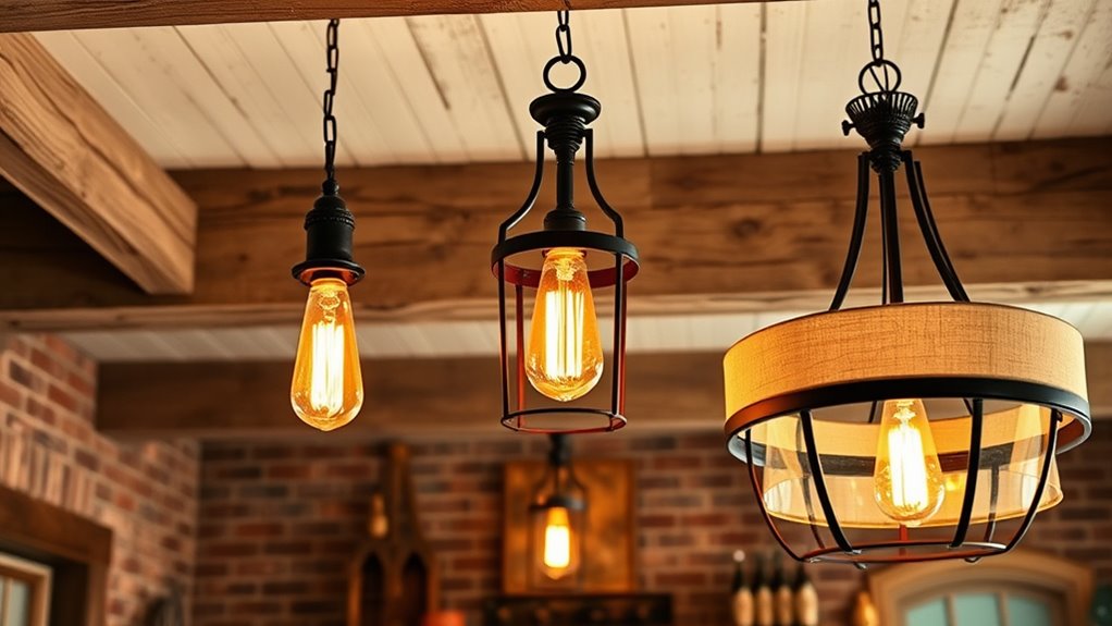 rustic farmhouse lighting accents