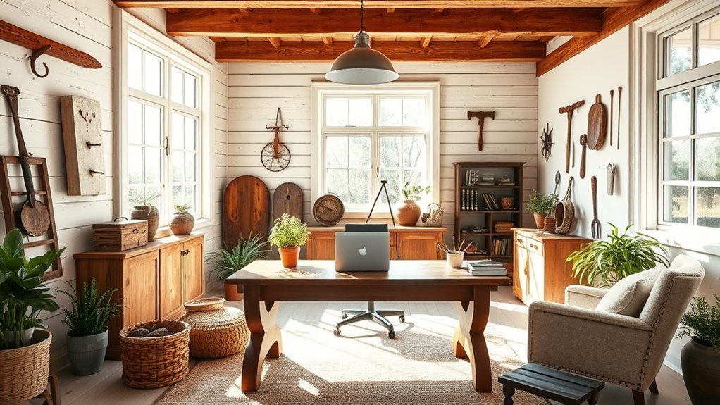 rustic farmhouse office decor