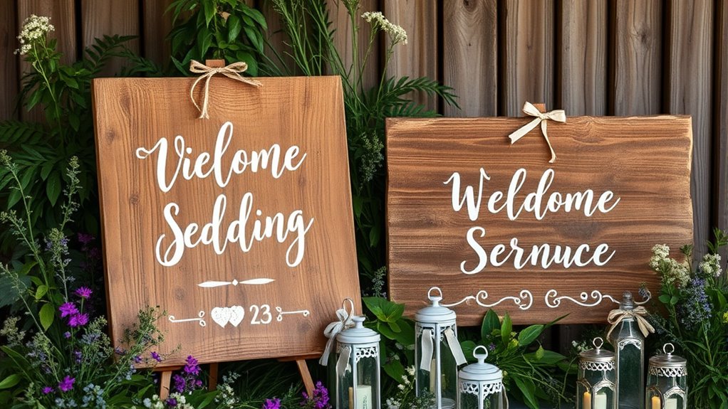 rustic wooden signage details