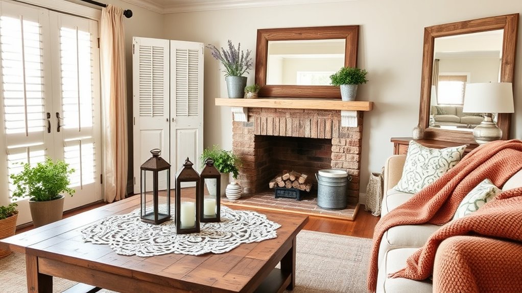 vintage decor enhances rustic charm