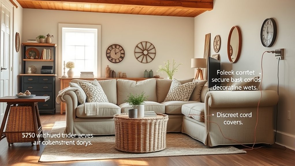 conceal cords in farmhouse
