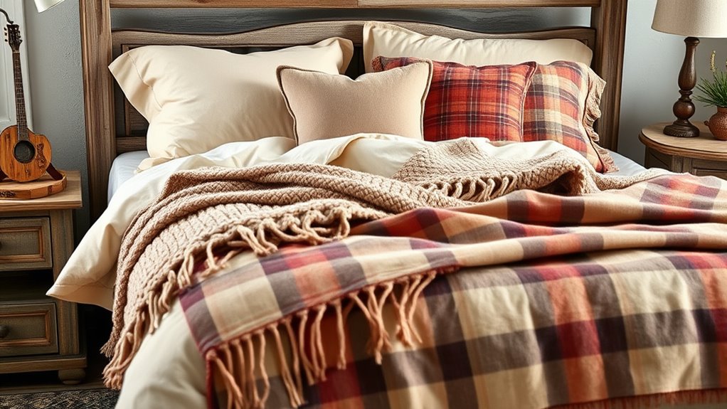 layered rustic bedroom decor
