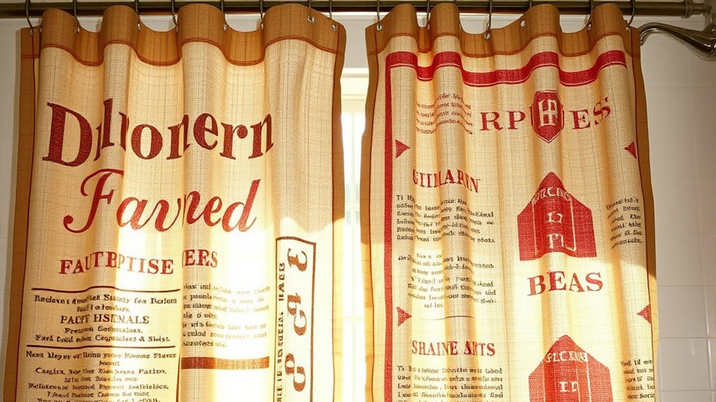 vintage feed sack shower curtain