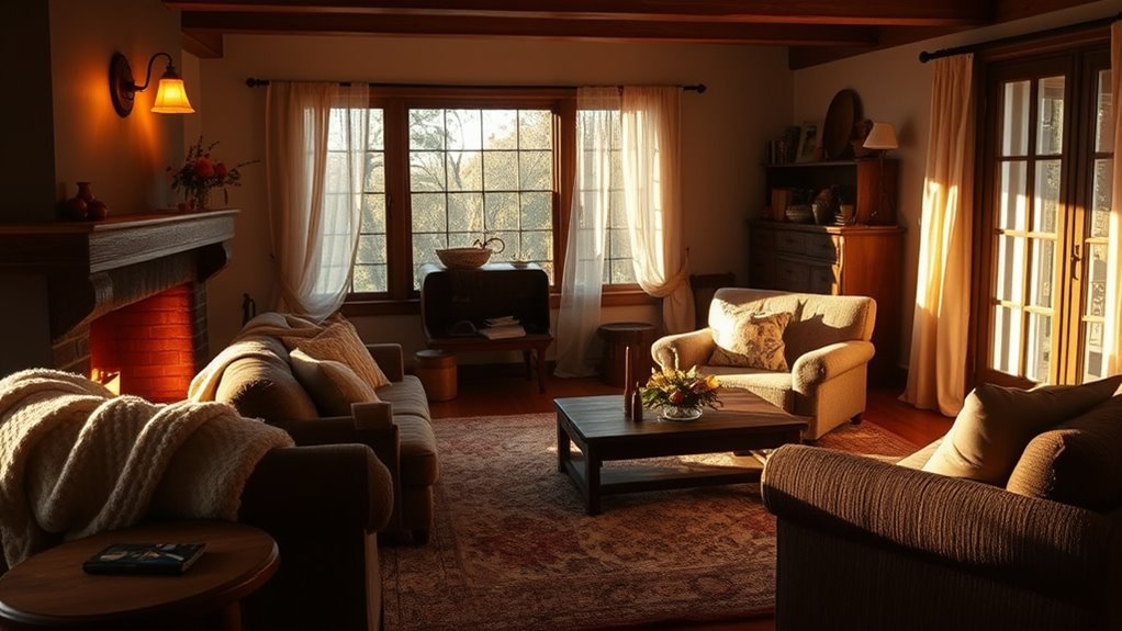 warm lighting enhances farmhouse ambiance