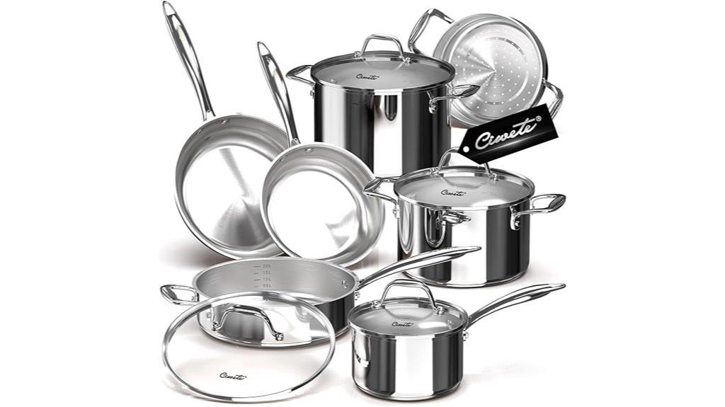 11 piece tri ply stainless cookware
