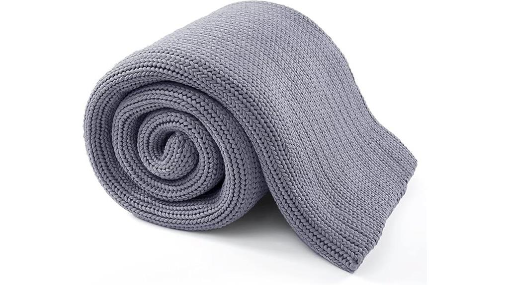 adult grey knitted blanket