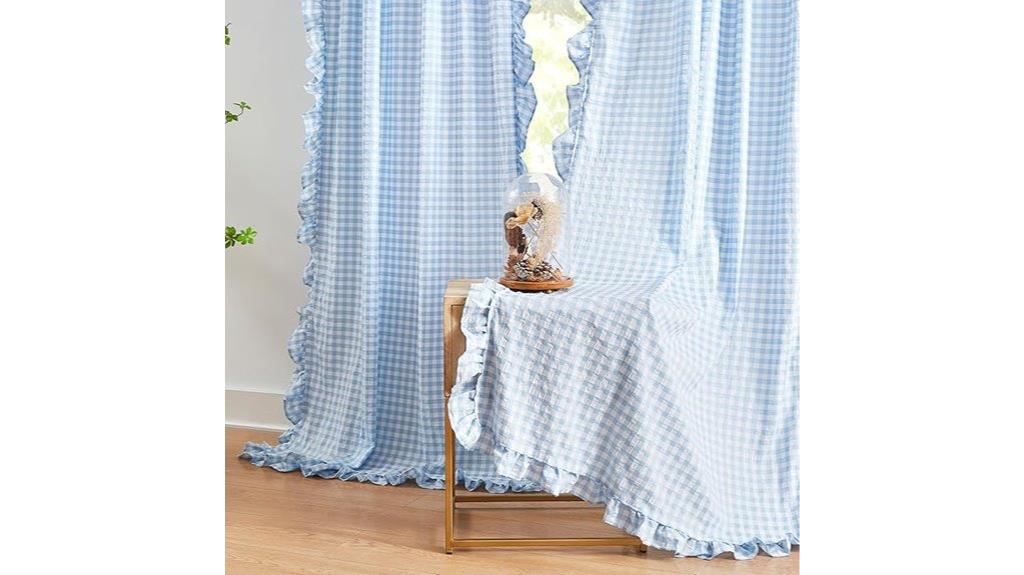 baby blue buffalo plaid curtains