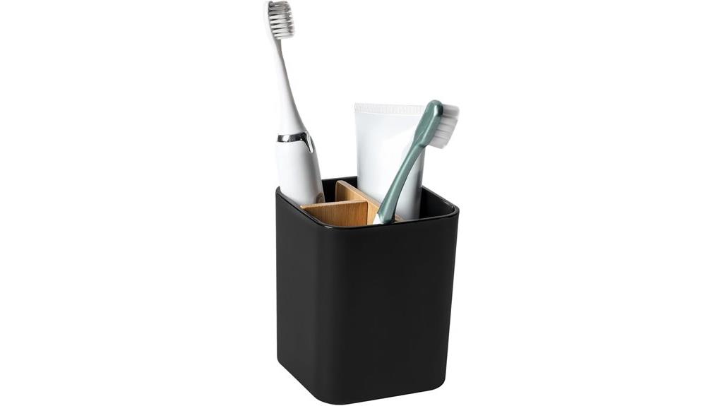 bamboo 3 slot toothbrush organizer