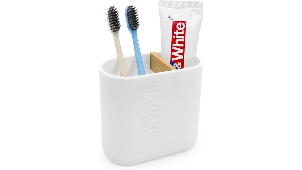 bamboo divider toothbrush organizer