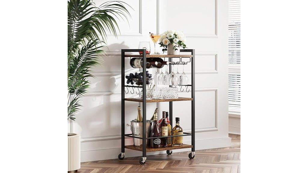 bar cart with wine rack