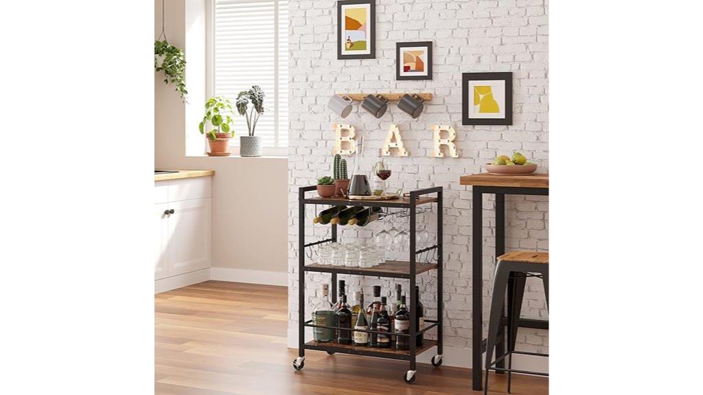 bar cart with wine rack