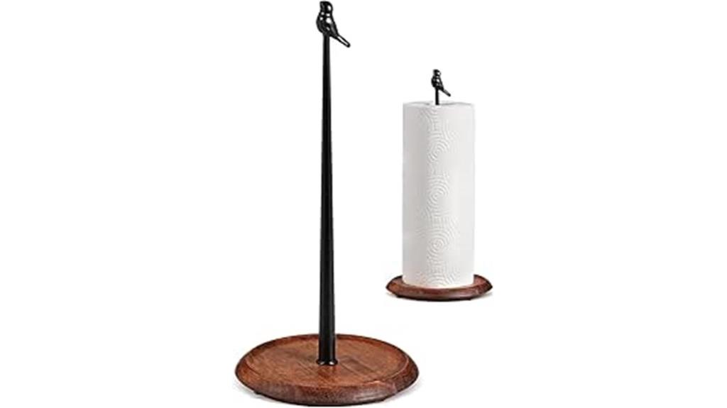 bird themed wooden towel holder