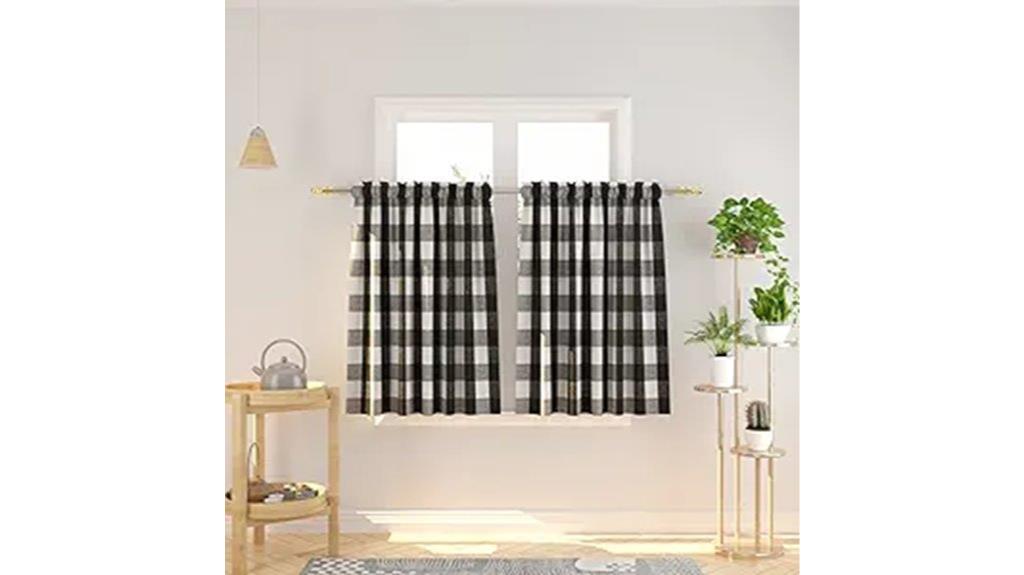 black and white check curtains