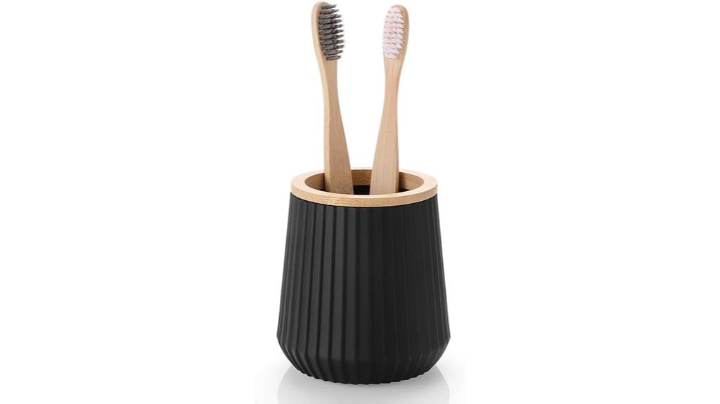 black bamboo toothbrush holder