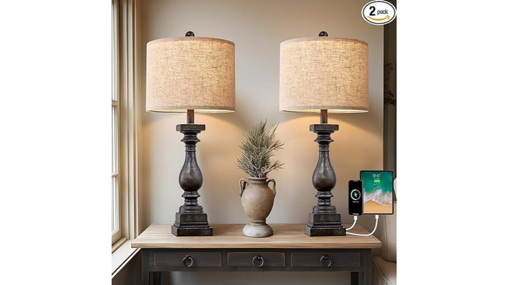 black farmhouse lamp set