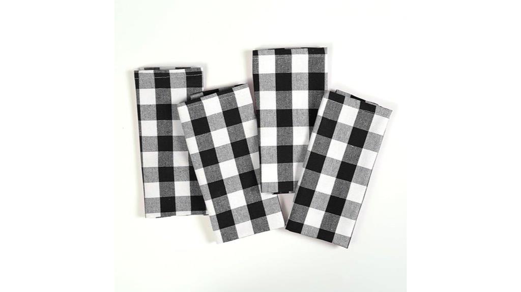 black gingham cotton napkins