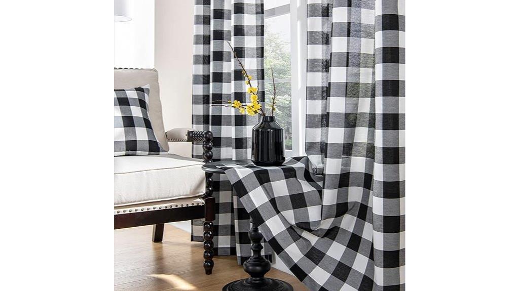 black white plaid curtains