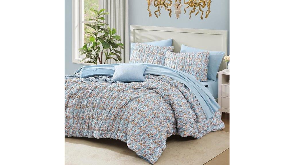 blue floral queen bedding