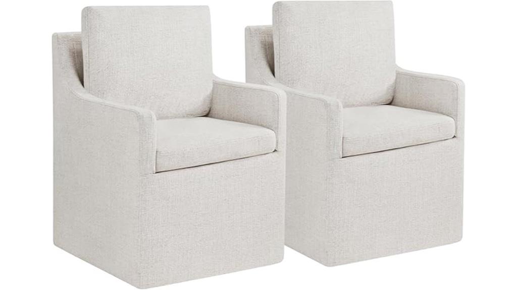 casters equipped upholstered chairs